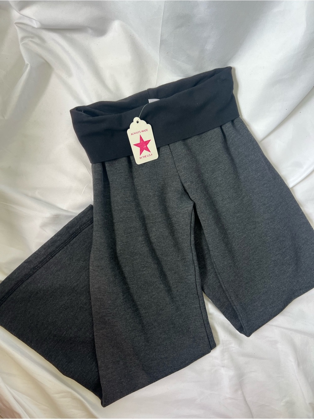 NWT Girls HARD TAIL Dark Grey* Fold-over Wide Leg Pants